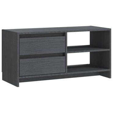 vidaXL Έπιπλο Τηλεόρασης Γκρι 80x31x39cm από Μασίφ Ξύλο Πεύκου