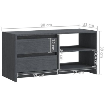vidaXL Έπιπλο Τηλεόρασης Γκρι 80x31x39cm από Μασίφ Ξύλο Πεύκου