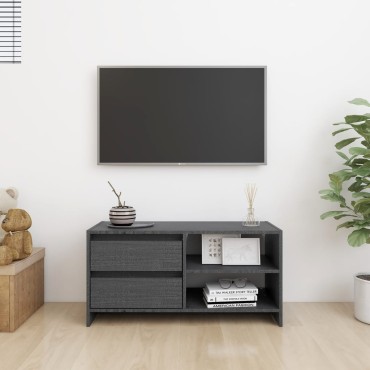 vidaXL Έπιπλο Τηλεόρασης Γκρι 80x31x39cm από Μασίφ Ξύλο Πεύκου