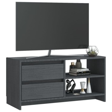 vidaXL Έπιπλο Τηλεόρασης Γκρι 80x31x39cm από Μασίφ Ξύλο Πεύκου