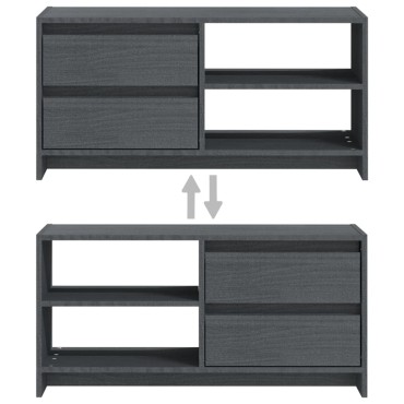 vidaXL Έπιπλο Τηλεόρασης Γκρι 80x31x39cm από Μασίφ Ξύλο Πεύκου