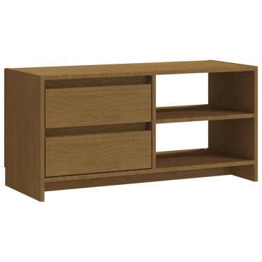 vidaXL Έπιπλο Τηλεόρασης Μελί 80x31x39cm από Μασίφ Ξύλο Πεύκου