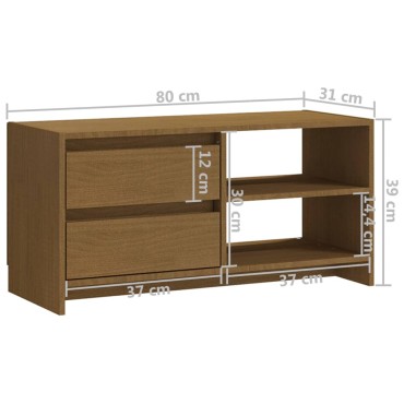 vidaXL Έπιπλο Τηλεόρασης Μελί 80x31x39cm από Μασίφ Ξύλο Πεύκου