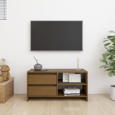 vidaXL Έπιπλο Τηλεόρασης Μελί 80x31x39cm από Μασίφ Ξύλο Πεύκου
