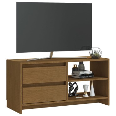 vidaXL Έπιπλο Τηλεόρασης Μελί 80x31x39cm από Μασίφ Ξύλο Πεύκου