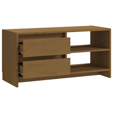 vidaXL Έπιπλο Τηλεόρασης Μελί 80x31x39cm από Μασίφ Ξύλο Πεύκου