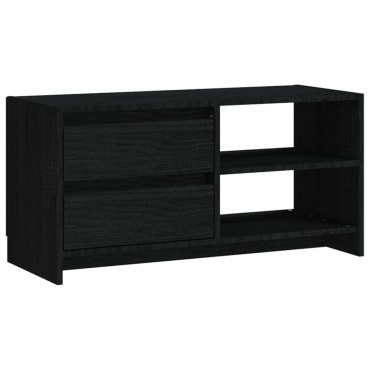 vidaXL Έπιπλο Τηλεόρασης Μαύρο 80x31x39cm από Μασίφ Ξύλο Πεύκου