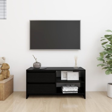 vidaXL Έπιπλο Τηλεόρασης Μαύρο 80x31x39cm από Μασίφ Ξύλο Πεύκου