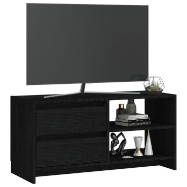 vidaXL Έπιπλο Τηλεόρασης Μαύρο 80x31x39cm από Μασίφ Ξύλο Πεύκου