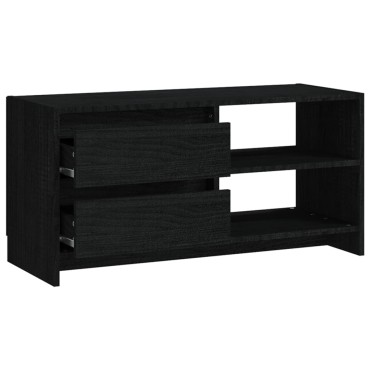 vidaXL Έπιπλο Τηλεόρασης Μαύρο 80x31x39cm από Μασίφ Ξύλο Πεύκου