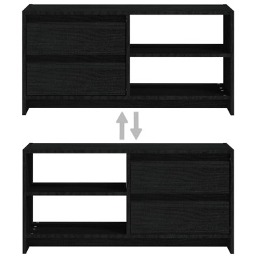 vidaXL Έπιπλο Τηλεόρασης Μαύρο 80x31x39cm από Μασίφ Ξύλο Πεύκου