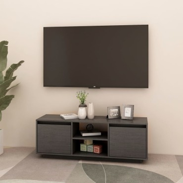 vidaXL Έπιπλο Τηλεόρασης Γκρι 110x30x40cm από Μασίφ Ξύλο Πεύκου