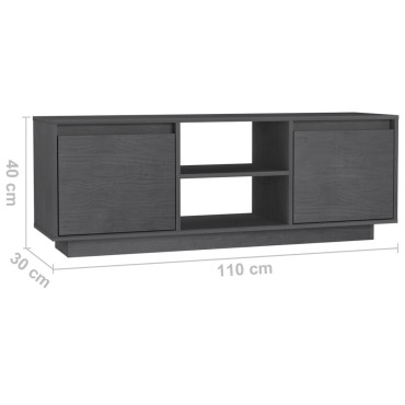 vidaXL Έπιπλο Τηλεόρασης Γκρι 110x30x40cm από Μασίφ Ξύλο Πεύκου