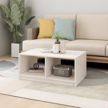 vidaXL Τραπεζάκι Σαλονιού Λευκό 75x50x33,5cm από Μασίφ Ξύλο Πεύκου 1 τεμ.