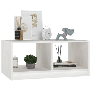 vidaXL Τραπεζάκι Σαλονιού Λευκό 75x50x33,5cm από Μασίφ Ξύλο Πεύκου 1 τεμ.