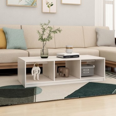 vidaXL Τραπεζάκι Σαλονιού Λευκό 110x50x34cm από Μασίφ Ξύλο Πεύκου 1 τεμ.