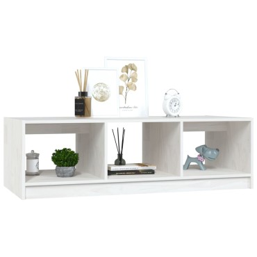 vidaXL Τραπεζάκι Σαλονιού Λευκό 110x50x34cm από Μασίφ Ξύλο Πεύκου 1 τεμ.
