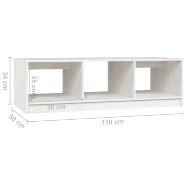 vidaXL Τραπεζάκι Σαλονιού Λευκό 110x50x34cm από Μασίφ Ξύλο Πεύκου 1 τεμ.