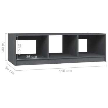 vidaXL Τραπεζάκι Σαλονιού Γκρι 110x50x34cm από Μασίφ Ξύλο Πεύκου 1 τεμ.