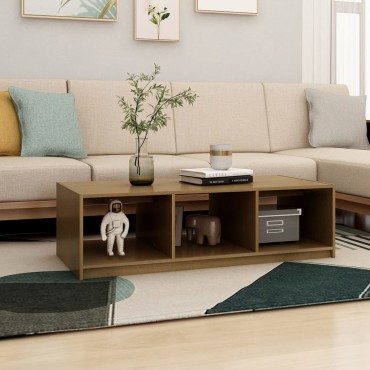 vidaXL Τραπεζάκι Σαλονιού Καφέ Μελί 110x50x34cm από Μασίφ Ξύλο Πεύκου 1 τεμ.