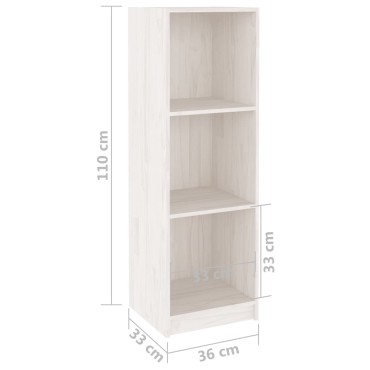 vidaXL Βιβλιοθήκη/Διαχωρ. Χώρου Λευκό 36x33x110cm Μασίφ Ξύλο Πεύκου 1 τεμ.