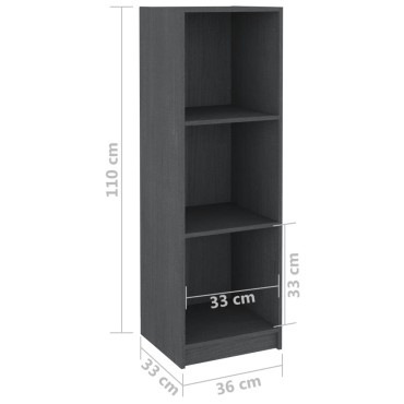 vidaXL Βιβλιοθήκη/Διαχωρ. Χώρου Γκρι 36x33x110cm Μασίφ Ξύλο Πεύκου 1 τεμ.