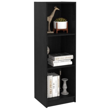 vidaXL Βιβλιοθήκη/Διαχωρ. Χώρου Μαύρο 36x33x110cm Μασίφ Ξύλο Πεύκου 1 τεμ.