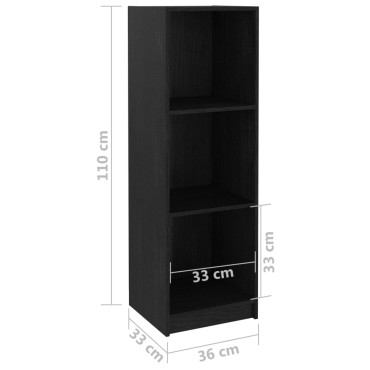 vidaXL Βιβλιοθήκη/Διαχωρ. Χώρου Μαύρο 36x33x110cm Μασίφ Ξύλο Πεύκου 1 τεμ.