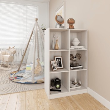 vidaXL Βιβλιοθήκη Λευκή 70x33x110cm από Μασίφ Ξύλο Πεύκου 1 τεμ.
