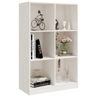vidaXL Βιβλιοθήκη Λευκή 70x33x110cm από Μασίφ Ξύλο Πεύκου 1 τεμ.