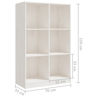 vidaXL Βιβλιοθήκη Λευκή 70x33x110cm από Μασίφ Ξύλο Πεύκου 1 τεμ.