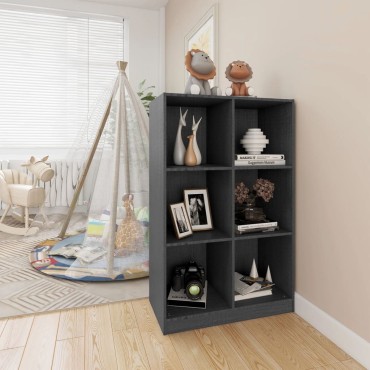 vidaXL Βιβλιοθήκη Γκρι 70x33x110cm από Μασίφ Ξύλο Πεύκου 1 τεμ.