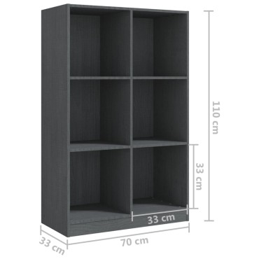 vidaXL Βιβλιοθήκη Γκρι 70x33x110cm από Μασίφ Ξύλο Πεύκου 1 τεμ.