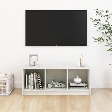 vidaXL Έπιπλο Τηλεόρασης Λευκό 104x33x41cm από Μασίφ Ξύλο Πεύκου