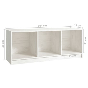 vidaXL Έπιπλο Τηλεόρασης Λευκό 104x33x41cm από Μασίφ Ξύλο Πεύκου