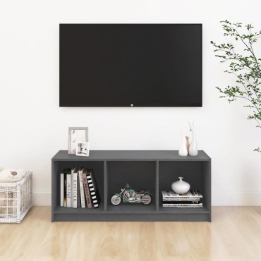 vidaXL Έπιπλο Τηλεόρασης Γκρι 104x33x41cm από Μασίφ Ξύλο Πεύκου