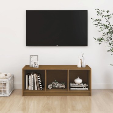 vidaXL Έπιπλο Τηλεόρασης Καφέ Μελί 104x33x41cm από Μασίφ Ξύλο Πεύκου