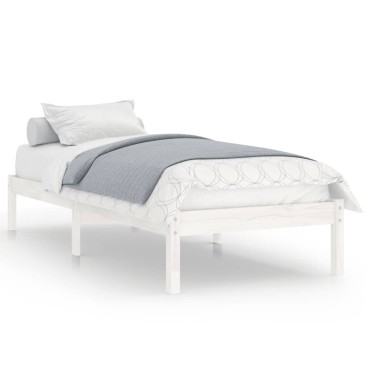 vidaXL Πλαίσιο Κρεβατιού Λευκό 75x190cm Μασίφ Ξύλο Small Single 1 τεμ. - Μονό