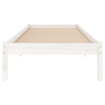 vidaXL Πλαίσιο Κρεβατιού Λευκό 75x190cm Μασίφ Ξύλο Small Single 1 τεμ. - Μονό