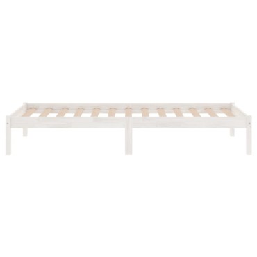 vidaXL Πλαίσιο Κρεβατιού Λευκό 75x190cm Μασίφ Ξύλο Small Single 1 τεμ. - Μονό
