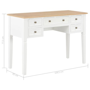 280069 vidaXL Writing Desk White 109,5x45x77,5cm Wood 1 τεμ.