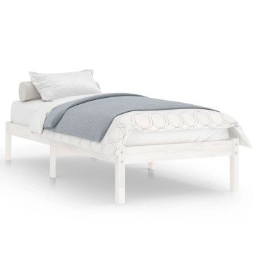 vidaXL Πλαίσιο Κρεβατιού Λευκό 90x190cm Μασίφ Ξύλο Single 1 τεμ. - Μονό