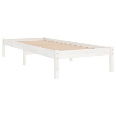 vidaXL Πλαίσιο Κρεβατιού Λευκό 90x190cm Μασίφ Ξύλο Single 1 τεμ. - Μονό