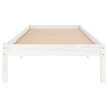 vidaXL Πλαίσιο Κρεβατιού Λευκό 90x190cm Μασίφ Ξύλο Single 1 τεμ. - Μονό