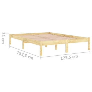 vidaXL Πλαίσιο Κρεβατιού 120x190cm από Μασίφ Ξύλο Small Double 1 τεμ. - Μονό