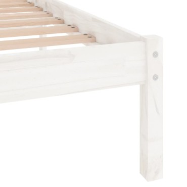 vidaXL Πλαίσιο Κρεβατιού Λευκό 120x190cm Μασίφ Ξύλο Small Double 1 τεμ. - Μονό