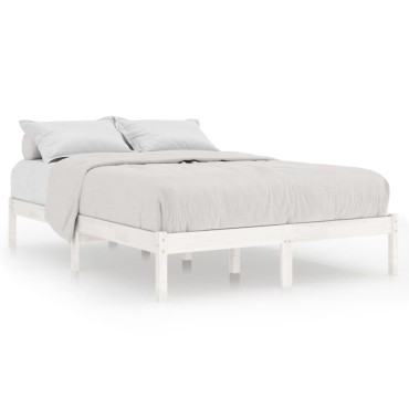 vidaXL Πλαίσιο Κρεβατιού Λευκό 140x190cm από Μασίφ Ξύλο Πεύκου 1 τεμ. - Μονό