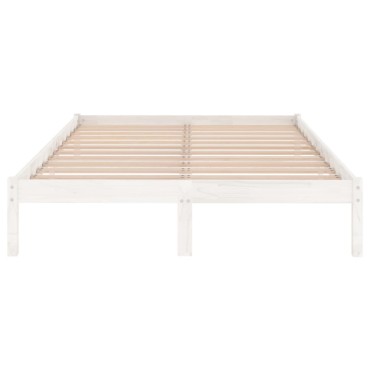 vidaXL Πλαίσιο Κρεβατιού Λευκό 140x190cm από Μασίφ Ξύλο Πεύκου 1 τεμ. - Μονό