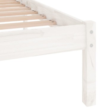 vidaXL Πλαίσιο Κρεβατιού Λευκό 140x190cm από Μασίφ Ξύλο Πεύκου 1 τεμ. - Μονό