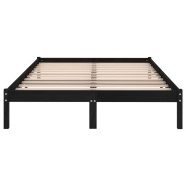 vidaXL Πλαίσιο Κρεβατιού Μαύρο 140x190cm από Μασίφ Ξύλο Πεύκου 1 τεμ. - Μονό